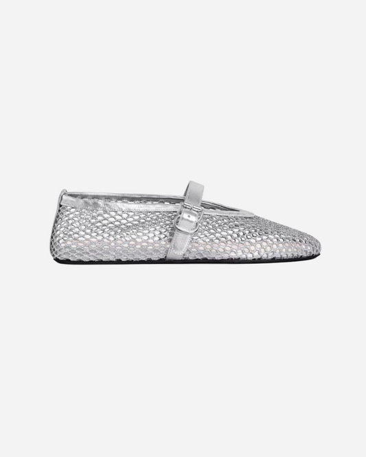 ZAPATO LAMINATED FISHNET LAMBSK BALLET FLAT