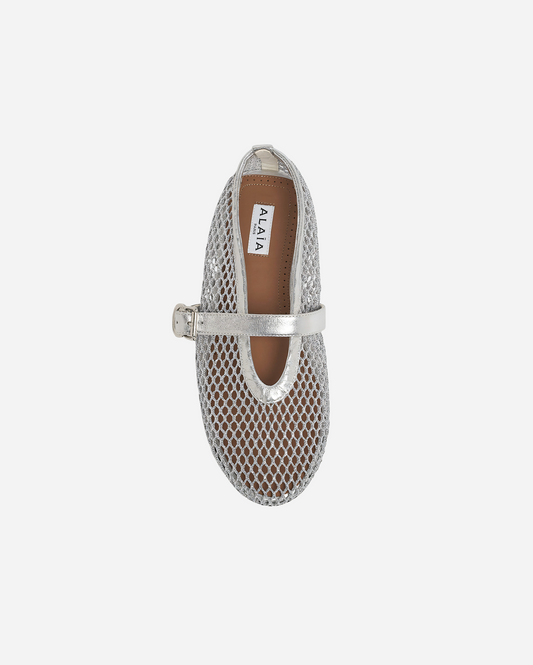 ZAPATO LAMINATED FISHNET LAMBSK BALLET FLAT