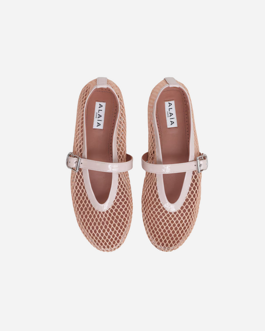 ZAPATO FISHNET PATENT CALFSKIN BALLET FLATS
