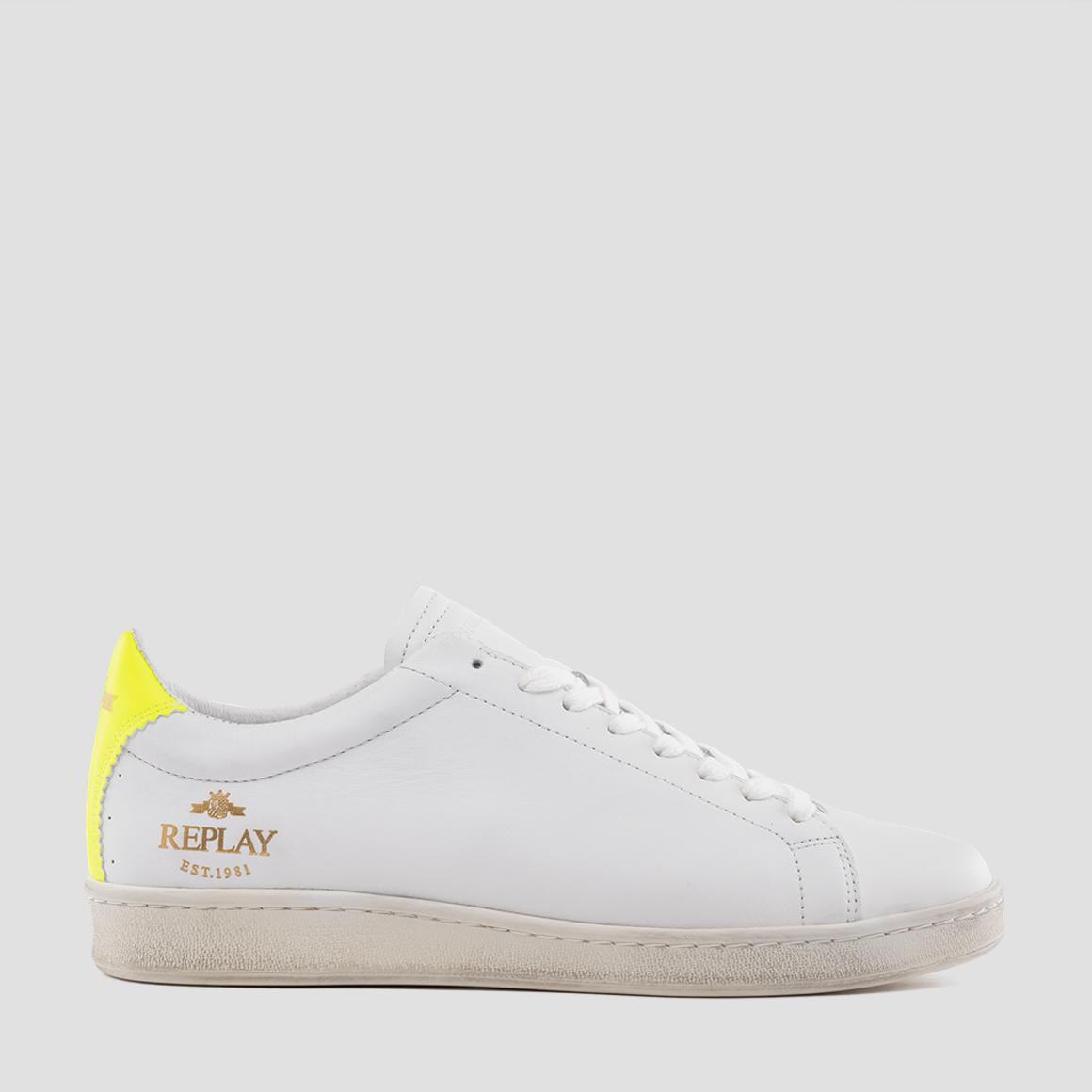 Replay sneakers in white with metallic detail