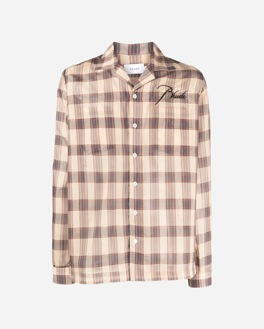 CAMISA RHUDE SHEER PLAID BUTTON DOWN 1389
