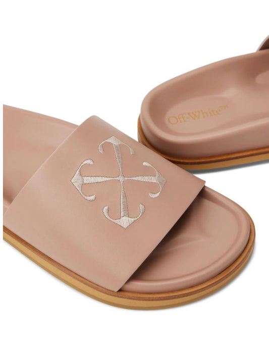 CLOUD ARROW-EMBROIDERED LEATHER SLIDERS