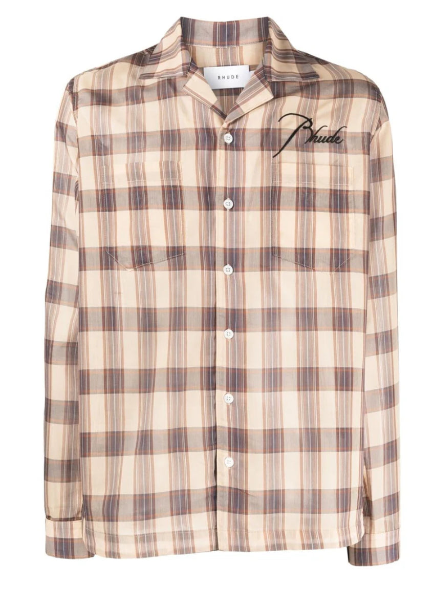 CAMISA RHUDE SHEER PLAID BUTTON DOWN 1389