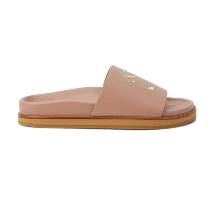 CLOUD ARROW-EMBROIDERED LEATHER SLIDERS