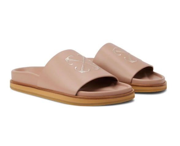 CLOUD ARROW-EMBROIDERED LEATHER SLIDERS