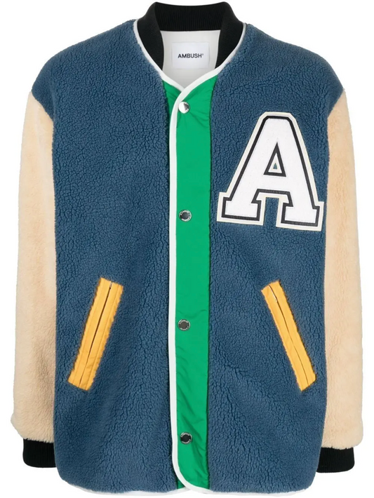 LOGO-PATCH FLEECE VARSITY JACKET