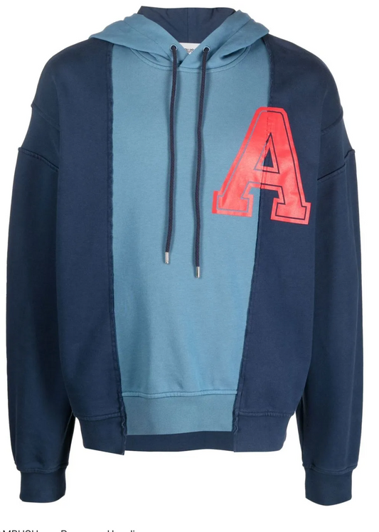 PANELLED LOGO-PRINT HOODIE